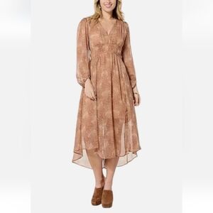 Jessica Simpson Bonita Chiffon Leopard Print Dresss with Bishop Sleeves